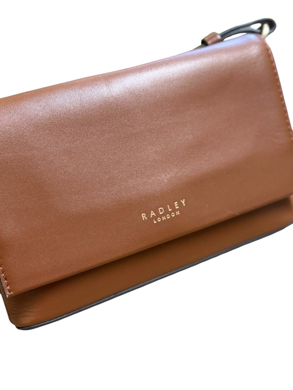RADLEY LONDON Tan Brown Leather Crossbody Bag with Gold Logo